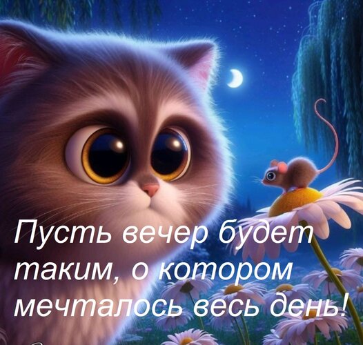 Открытка Пусть вечер будет таким, о котором мечталось весь день!
