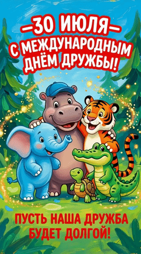 Анимированная открытка - 30 июля - С Международным днём дружбы! Пусть наша дружба будет долгой!