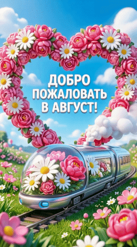 Анимированная открытка Добро пожаловать в Август!