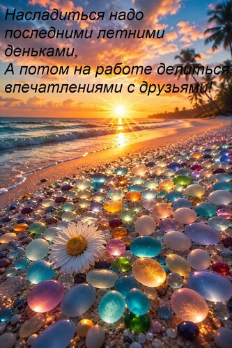 Открытка Насладиться надо последними летними деньками, А потом на работе делиться впечатлениями с друзьями!