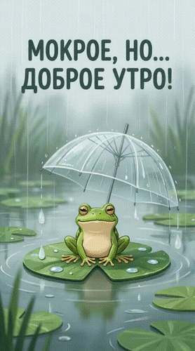 Анимированная открытка Мокрое, но... Доброе утро!