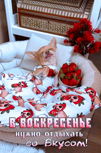 Анимированная открытка В воскресенье нужно отдыхать со вкусом!