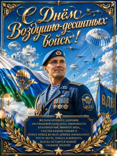 Открытка С днём воздушно-десантных войск