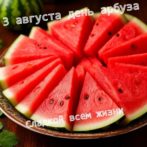 Открытка 3 августа день арбуза Сладкой вам жизни