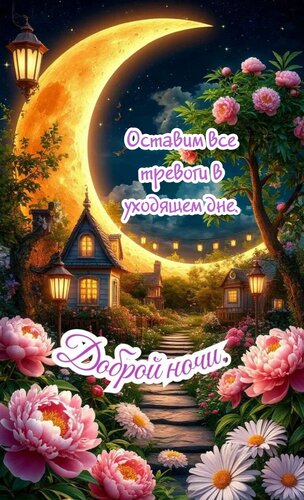Открытка Оставим все тревоги в уходящем дне. Доброй ночи.