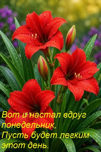 Открытка Вот и настал вдруг понедельник, Пусть будет легким этот день.