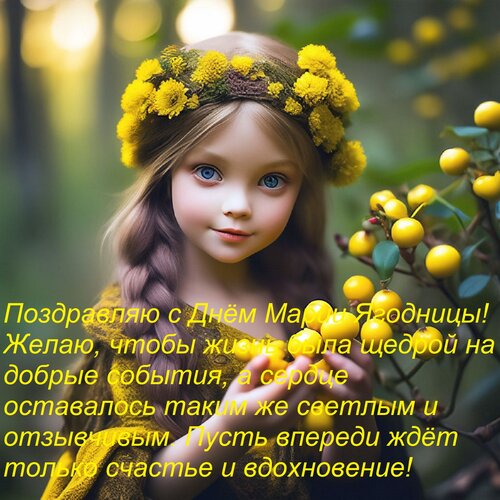 Открытка Поздравляю с Днём Марии Ягодницы! Желаю, чтобы жизнь была щедрой на добрые события, а сердце оставал