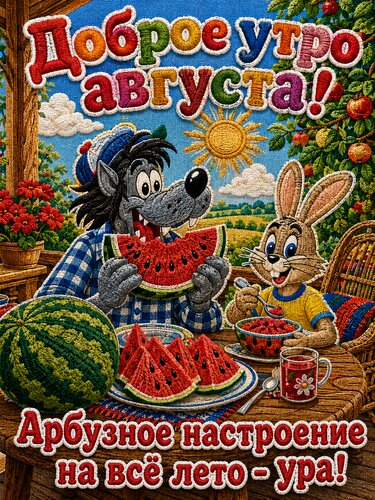 Открытка Доброе утро августа с арбузным настроением!