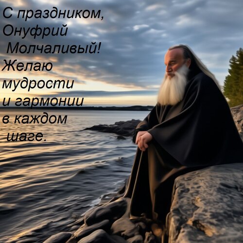 Открытка С праздником, Онуфрий Молчаливый! Желаю мудрости и гармонии в каждом шаге.