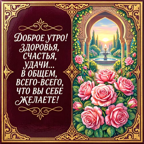 Открытка Доброе утро! Здоровья, счастья, удачи...В общем, всего-всего, что вы себе желаете!