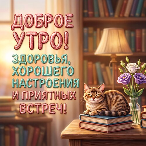 Открытка Доброе утро! Здоровья, хорошего настроения и приятных встреч!