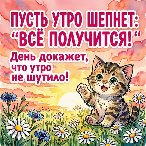 Открытка Пусть утро шепнет: „Всё получится!“ День докажет, что утро не шутило!