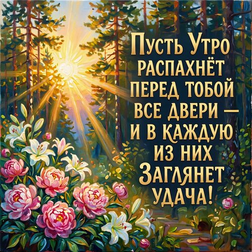 Открытка Пусть утро распахнёт перед тобой все двери — и в каждую из них заглянет удача!