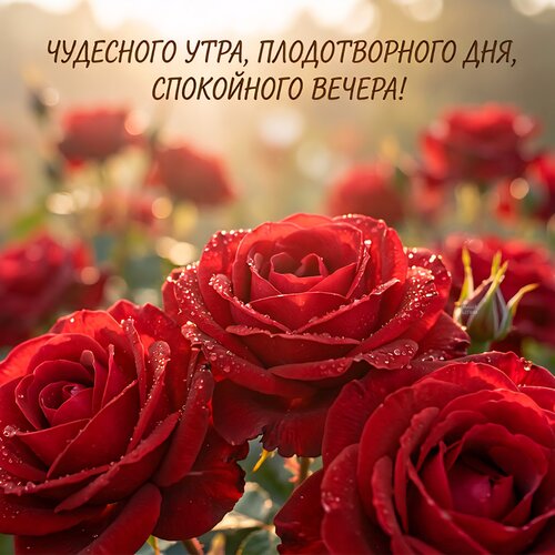 Открытка Чудесного утра, плодотворного дня, спокойного вечера!