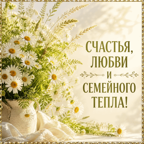 Анимированная открытка Счастья, любви и семейного тепла!