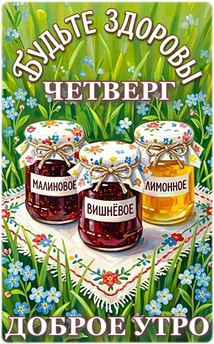 Открытка ЧЕТВЕРГ, ДОБРОЕ УТРО, БУДЬТЕ ЗДОРОВЫ