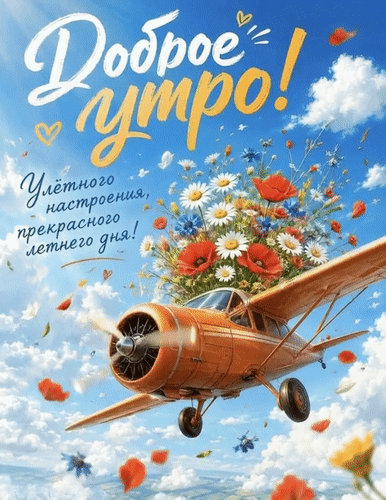 Анимированная открытка Доброе утро! Улётного настроения, прекрасного летнего дня!