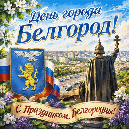 Анимированная открытка День города Белгород! С праздником, Белгородцы!