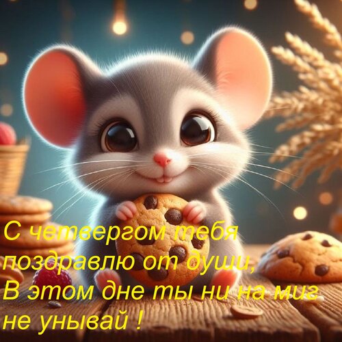 Открытка С четвергом тебя поздравлю от души, В этом дне ты ни на миг не унывай !