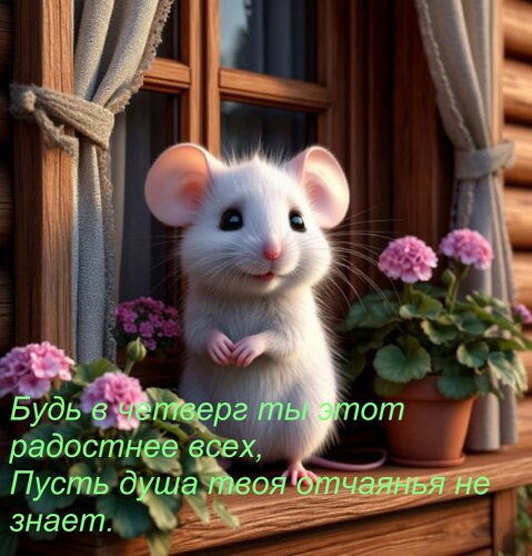 Открытка Будь в четверг ты этот радостнее всех, Пусть душа твоя отчаянья не знает.