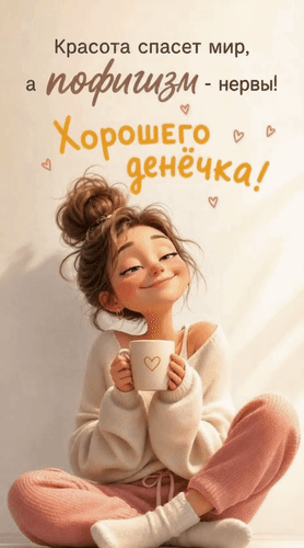 Анимированная открытка Хорошего денёчка! Красота спасет мир, а пофигизм - нервы!