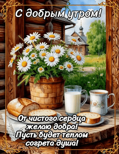 Анимированная открытка С добрым утром! От чистого сердца желаю добра! Пусть будет теплом согрета душа!