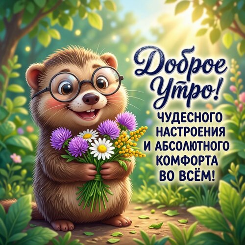 Открытка Доброе утро! Чудесного настроения и абсолютного комфорта во всём!