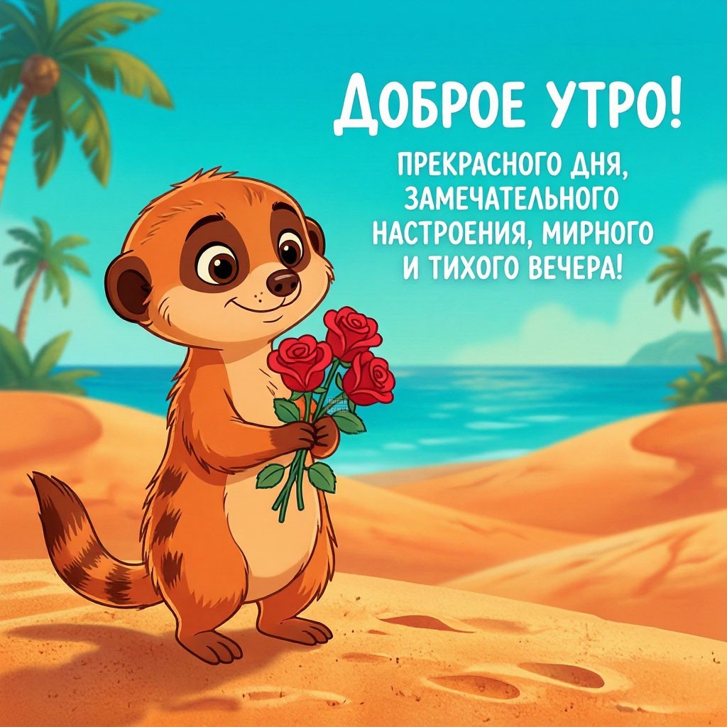 Открытка Доброе утро! Прекрасного дня, замечательного настроения, мирного и тихого вечера!