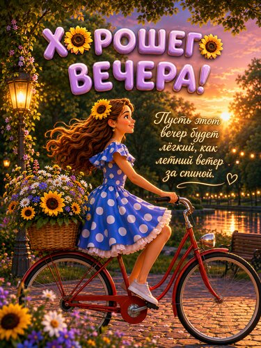 Открытка Вечерняя прогулка, летний ветер и море тёплых красок.