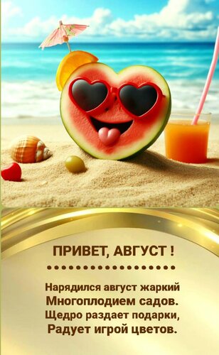 Открытка Привет август