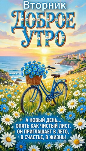 Открытка ВТОРНИК, ДОБРОЕ УТРО