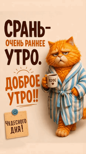 Анимированная открытка Срань - очень раннее утро. Доброе утро! Чудесного дня!