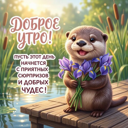 Открытка Доброе утро! Пусть этот день начнется с приятных сюрпризов и добрых чудес!
