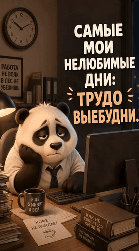 Анимированная открытка Самые мои нелюбимые дни: трудовыебудни.