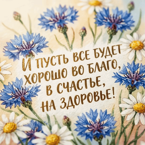 Анимированная открытка И пусть все будет хорошо во благо, в счастье, на здоровье!