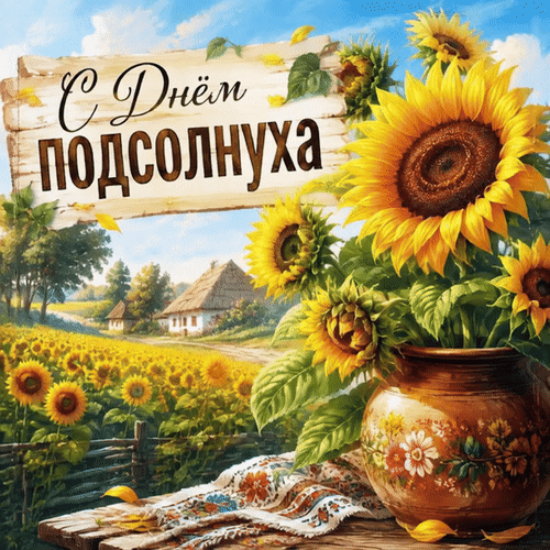Анимированная открытка С Днём подсолнуха.