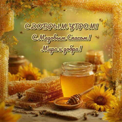Открытка С добрым утром! С Медовым Спасом! Мира и добра!