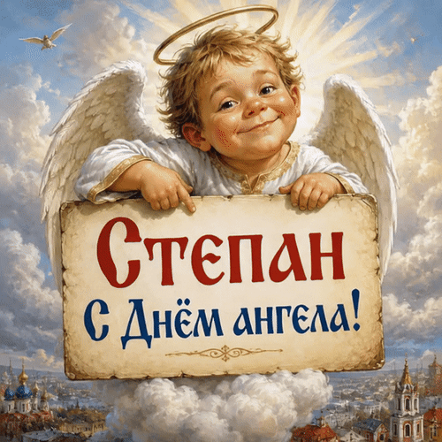 Анимированная открытка Степан с Днём ангела!