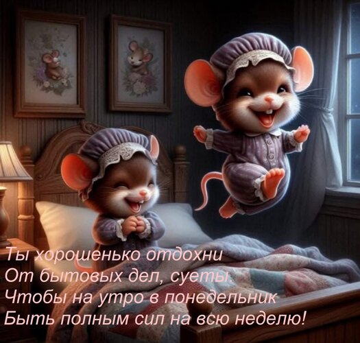Открытка Ты хорошенько отдохни от бытовых дел, суеты. Чтобы на утро в понедельник быть полным сил на всю неде
