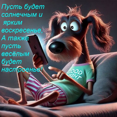 Открытка Пусть будет солнечным и ярким воскресенье, А также пусть весёлым будет настроенье!