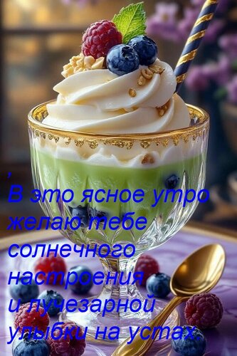 Открытка В это ясное утро желаю тебе солнечного настроения и лучезарной улыбки на устах.