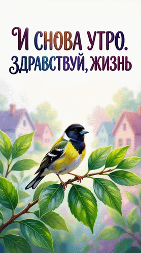 Анимированная открытка И снова утро. Здравствуй, жизнь.