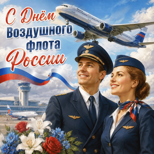 Анимированная открытка С Днём воздушного флота России
