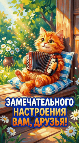 Анимированная открытка Замечательного настроения вам, друзья!