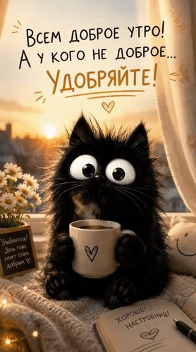 Анимированная открытка Всем доброе утро! А у кого не доброе... Удобряйте! Хорошего настроения!