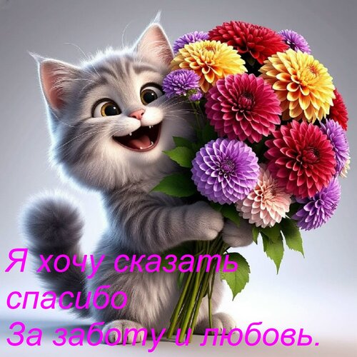 Открытка Я хочу сказать спасибо За заботу и любовь.