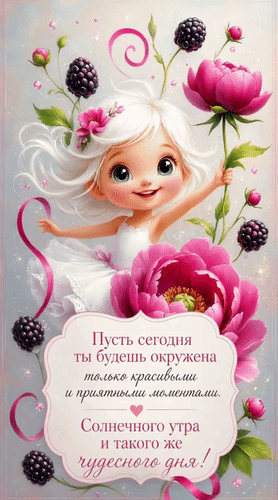 Анимированная открытка Солнечного утра и такого же чудесного дня! Пусть сегодня ты будешь окружена только красивыми и прият