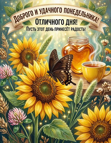 Открытка Доброго и удачного понедельника