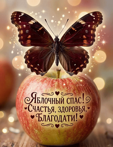 Анимированная открытка Яблочный спас