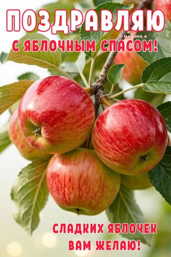 Открытка ПОЗДРАВЛЯЮ С ЯБЛОЧНЫМ СПАСОМ! СЛАДКИХ ЯБЛОЧЕК ВАМ ЖЕЛАЮ!